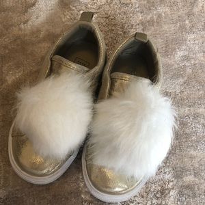 Size 10 gold with white Pom Pom girls shoes gap